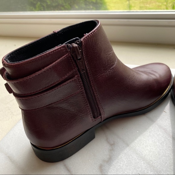 Zara Girl’s Leather Burgundy short Booties - Picture 5 of 7